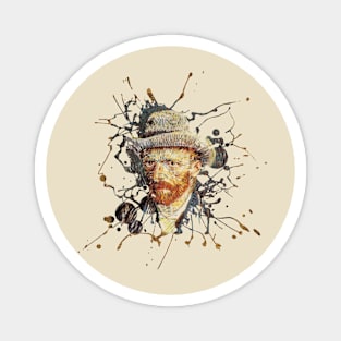 Van Gogh Artist Portrait Paint Splat Magnet